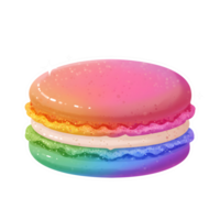 Iridescent Rainbow Macaron with Sparkling Glossy Texture on Transparent Background png