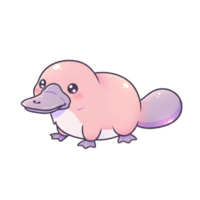 Charming Kawaii Platypus with Blush Pink, Lavender, and Blue Gradient, Featuring a Glossy Finish and Cute Face on Transparent Background png