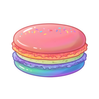 Pastel Macaron with Vibrant Gradient Rainbow Colors and Shimmering Details on Transparent Background png