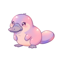 Cute Kawaii Platypus with Pastel Gradient Colors and Glossy Finish on Transparent Background png