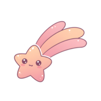 Cute Kawaii Shooting Star with Pastel Gradient and Happy Expression on Transparent Background png