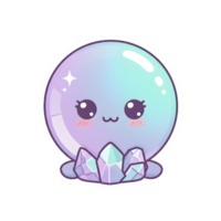 Mystical Kawaii Crystal Ball with Sparkling Pastel Gems and Glossy Finish on Transparent Background png