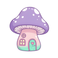 Cute Kawaii Mushroom House with Fantasy Fairy Tale Design on Transparent Background png