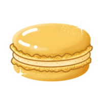 Luxurious Gold Macaron with Glossy Surface and Delicate Cream Filling on Transparent Background png