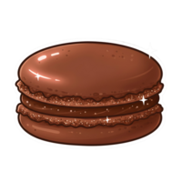 Whimsical Kawaii Chocolate Macaron with a Glossy Surface and Delicate Sparkles on Transparent Background png