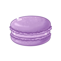 Whimsical Kawaii Macaron in Soft Lavender Shades with a Glossy Surface on Transparent Background png