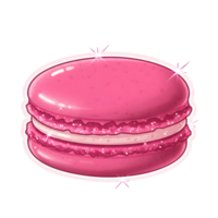 Luxurious Bright Pink Macaron with a Shiny Glaze, Sparkles, and a Soft White Cream Filling on Transparent Background png