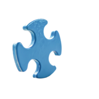 3D Render of Blue Puzzle Piece Unique Irregular Shape Design Element png