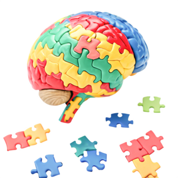 colorida enigma cérebro conceptual 3d modelo do humano cérebro com ausência de peças png