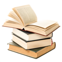 Stack of Open and Closed Books Isolated on White Background - Education Concept png