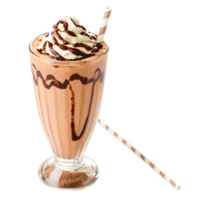 Delicious Chocolate Milkshake with Whipped Cream and Chocolate Drizzle png