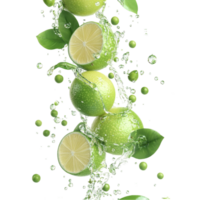 Limes and Ice Splash Transparent Background png
