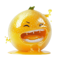 Smiling Orange with Straw on Transparent Background png
