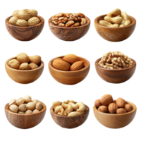 Assorted Nuts in a Rustic Bowl Transparent Background png