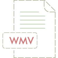 Modern Wmv File Format Icon Rounded Dashed Outline png