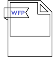 Wfp File Format Icon Black Outline And Light Color Text png