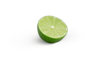 Half of fresh lime isolated. Sliced lime with shadow png