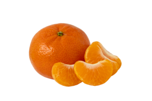 Tangerine citrus fruit with mandarin half and slices isolated without shadow png