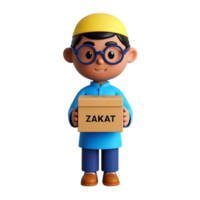 cartoon character holding a box with the word zakat png