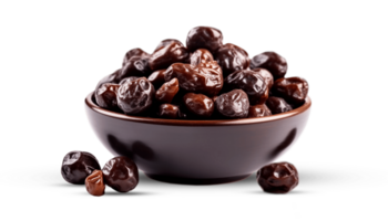 Bowl with dates. Dry dates khajur on a wooden bowl. Arabian Dates for Ramadan png