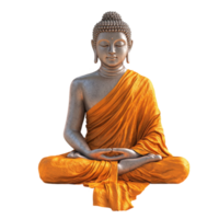 Meditating Buddha Statue in Orange Robe png