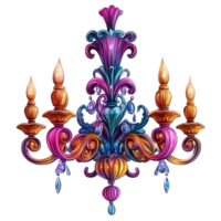 Multicolor Artistic Chandelier with Curved Arms png