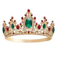 Luxurious Emerald and Ruby Crown with Royal Design png
