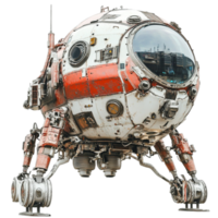 Futuristic Space Exploration Robot with Mechanical Details png