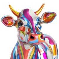 Multicolored Artistic Cow with Abstract Patterns png