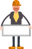 Engineer Character and Blank Signage png