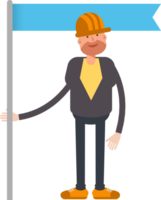 Engineer Character Holding Flag Pole png