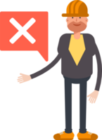 Engineer Character and Wrong Mark png