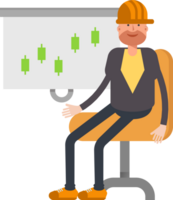 Engineer Character Presenting Candlestick Chart png