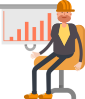 Engineer Character Presenting Bar Chart png
