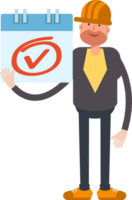 Engineer Character and Check Mark Sign png