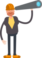 Engineer Character Using Binoculars png