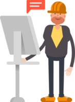 Engineer Character Working on Computer png