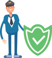 Postman Character and Check Mark Shield png