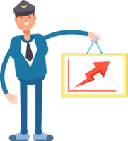 Postman Character Holding Arrow Chart png