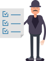 Old Man Character and Check List Document png