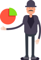 Old Man Character Holding Pie Chart png