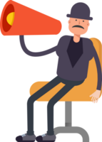 Old Man Character and Megaphone png