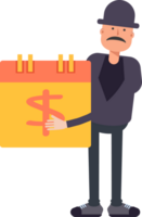 Old Man Character and Payment Date Calendar png