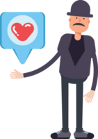 Old Man Character and Heart Message png