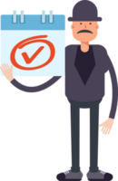 Old Man Character and Check Mark Sign png