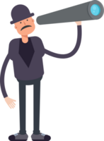 Old Man Character Using Binoculars png