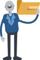 Robot Employee Character Holding Folder png