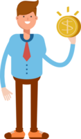 Businessman Character Holding Dollar Coin Illustration png