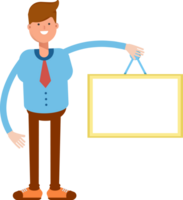 Businessman Character Holding Blank Signage Illustration png