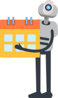 White Humanoid Robot Character Holding Calendar png